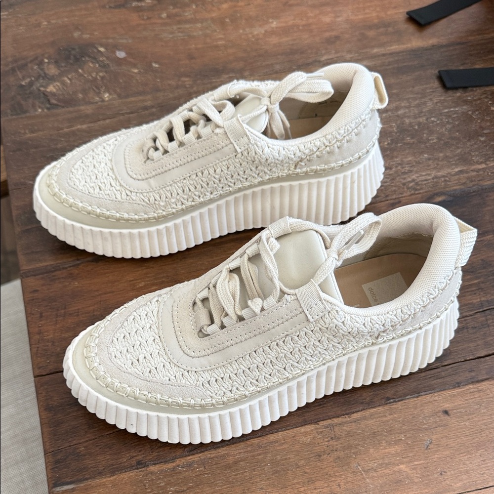 Dolce Vita Cream Textured Sneakers